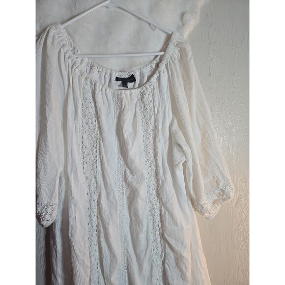 Western Cottagecore Plus Lane Bryant 22 / 24 White Eyelet Dress - Picture 2 of 7